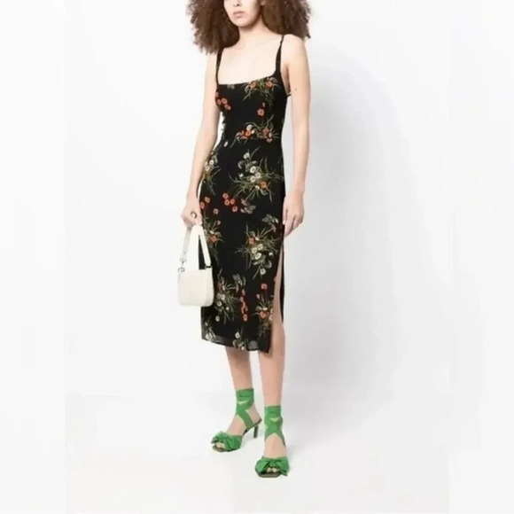 NEW Reformation Besse floral-print georgette slip dress Size 0 B2149 - Picture 2 of 6